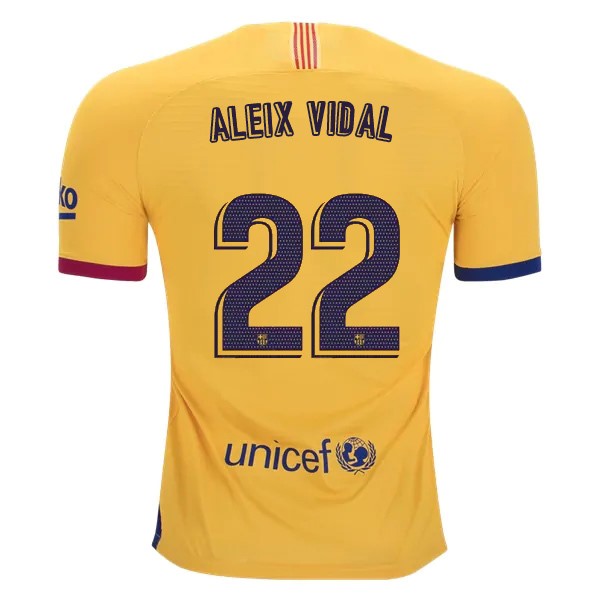 Camiseta Barcelona NO.22 Aleix Vidal Segunda equipo 2019-20 Amarillo